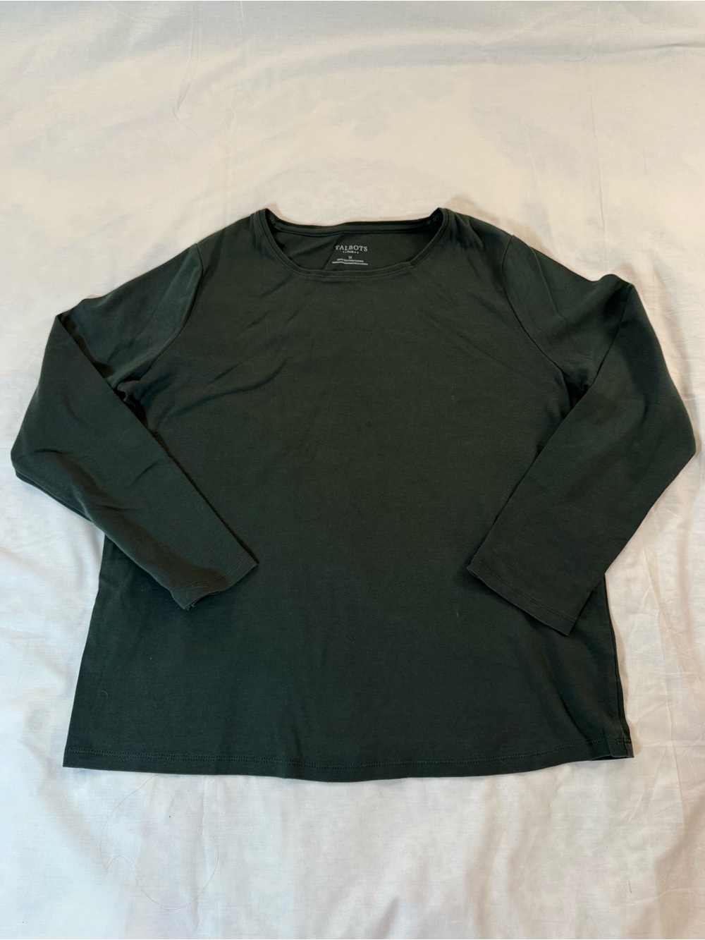 Talbots Forest Green Long Sleeve Crewneck Tee